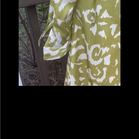 DKNY Olive and White Patterned Shirt Dress - Picture 5 of 5